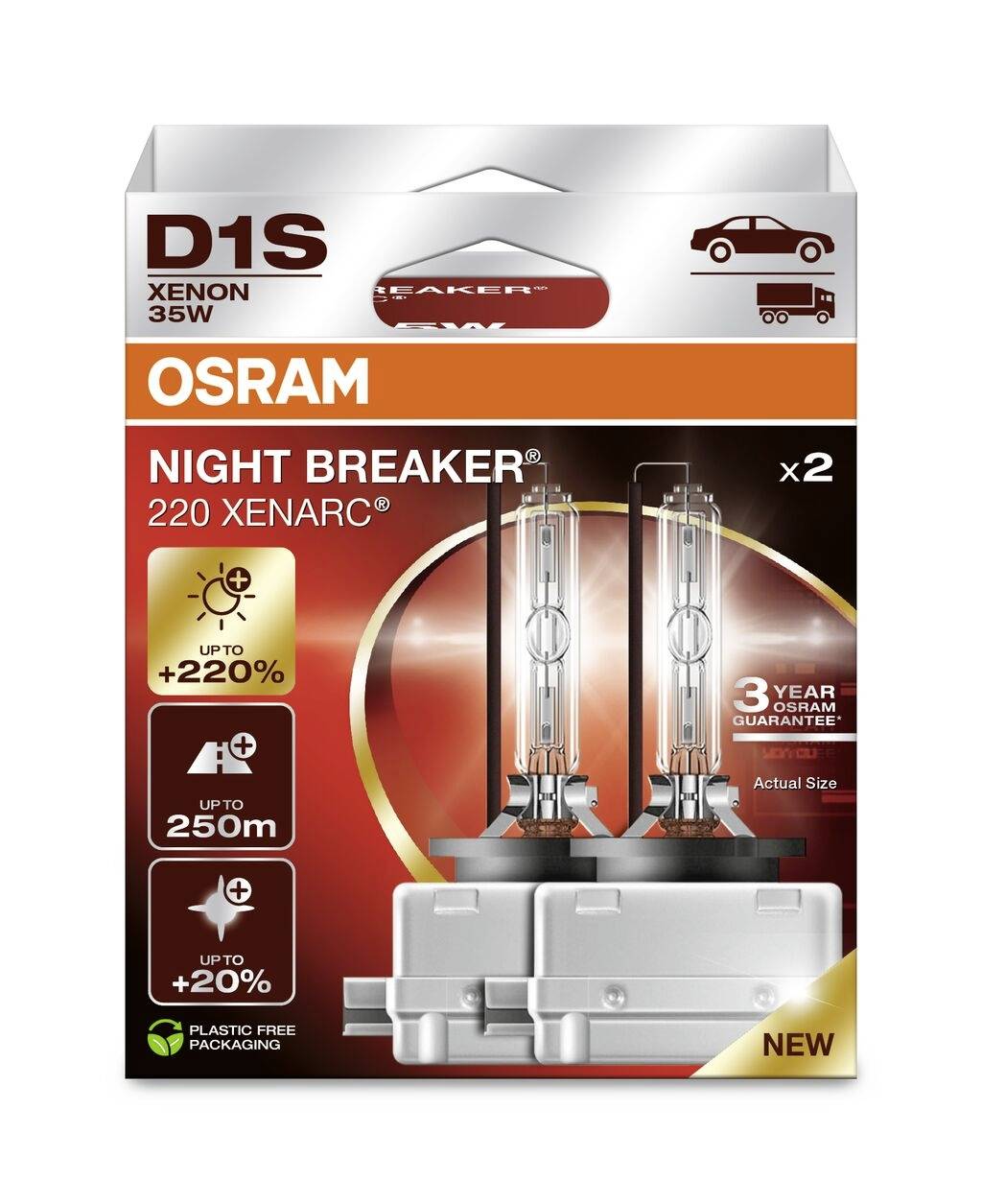 Osram Automotive 66140XN2-2HB Xenon Leuchtmittel Night Breaker 200 D1S 35W 85V