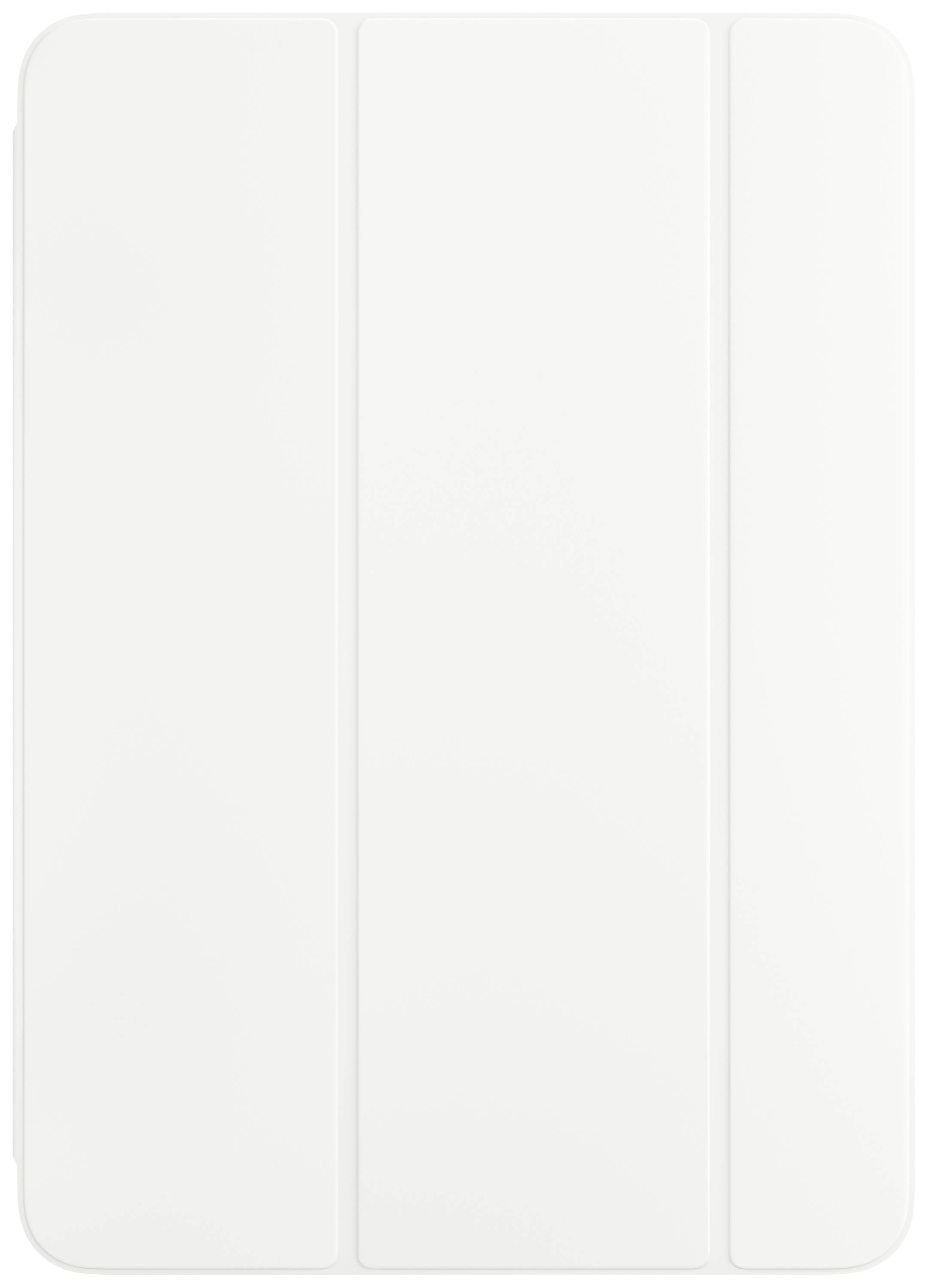 Weiße Tablet-Schutzhülle mit dreigeteiltem Falt-Design, geeignet zum Abdecken und Aufstellen des Geräts.