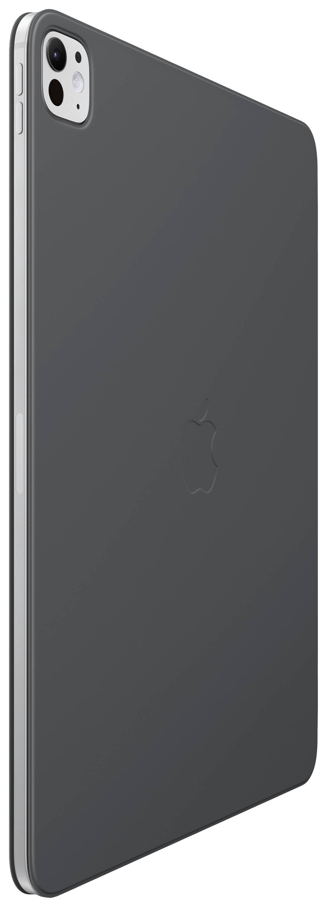 Ein modernes Tablet in Silber mit Rückkamera und seitlichem Anschluss, zeigt das schlanke Design und die abgerundeten Ecken.