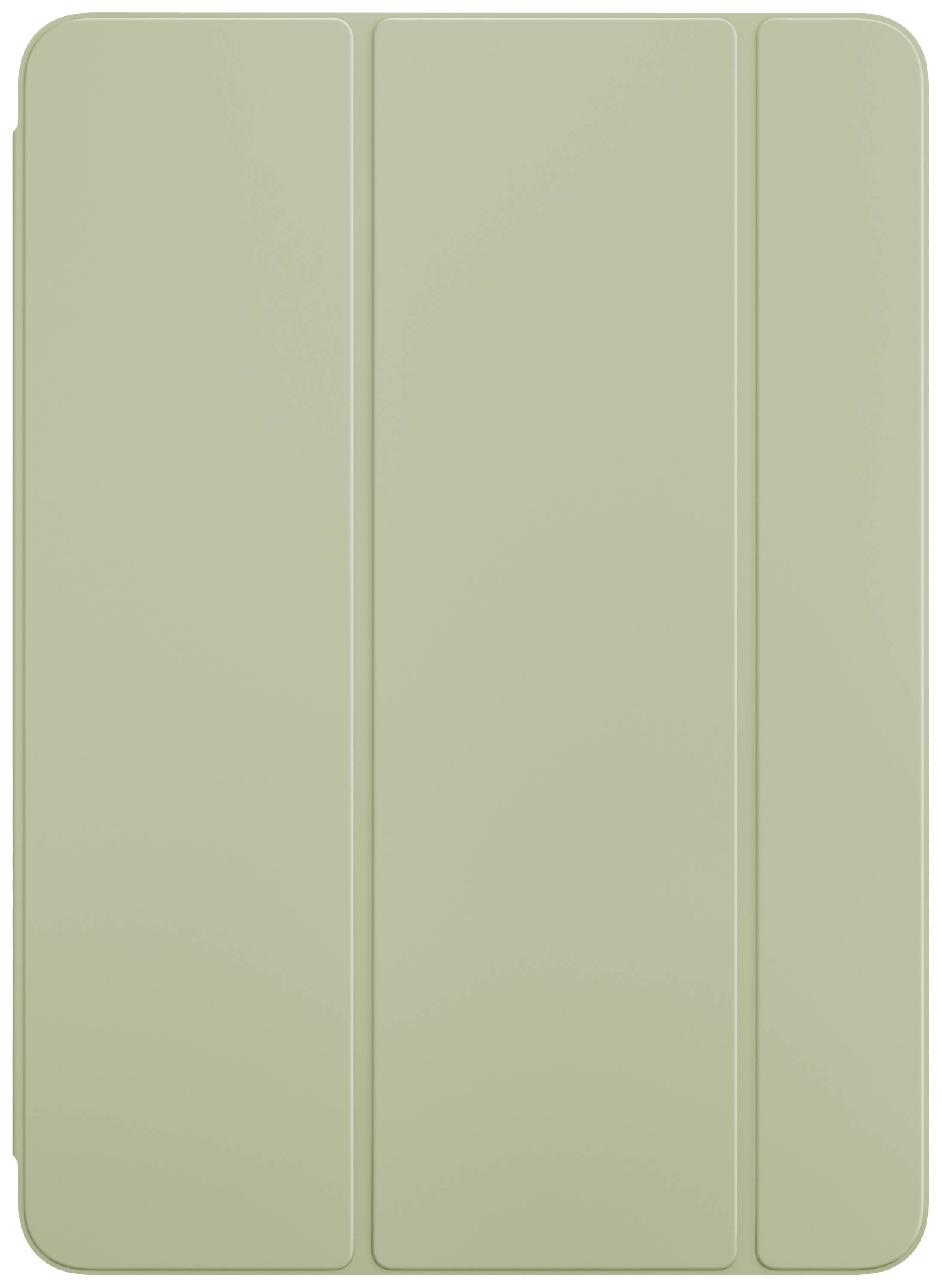 Geschlossene, hellgrüne Tablet-Hülle mit drei segmentierten Abschnitten in einem minimalistischen Design.