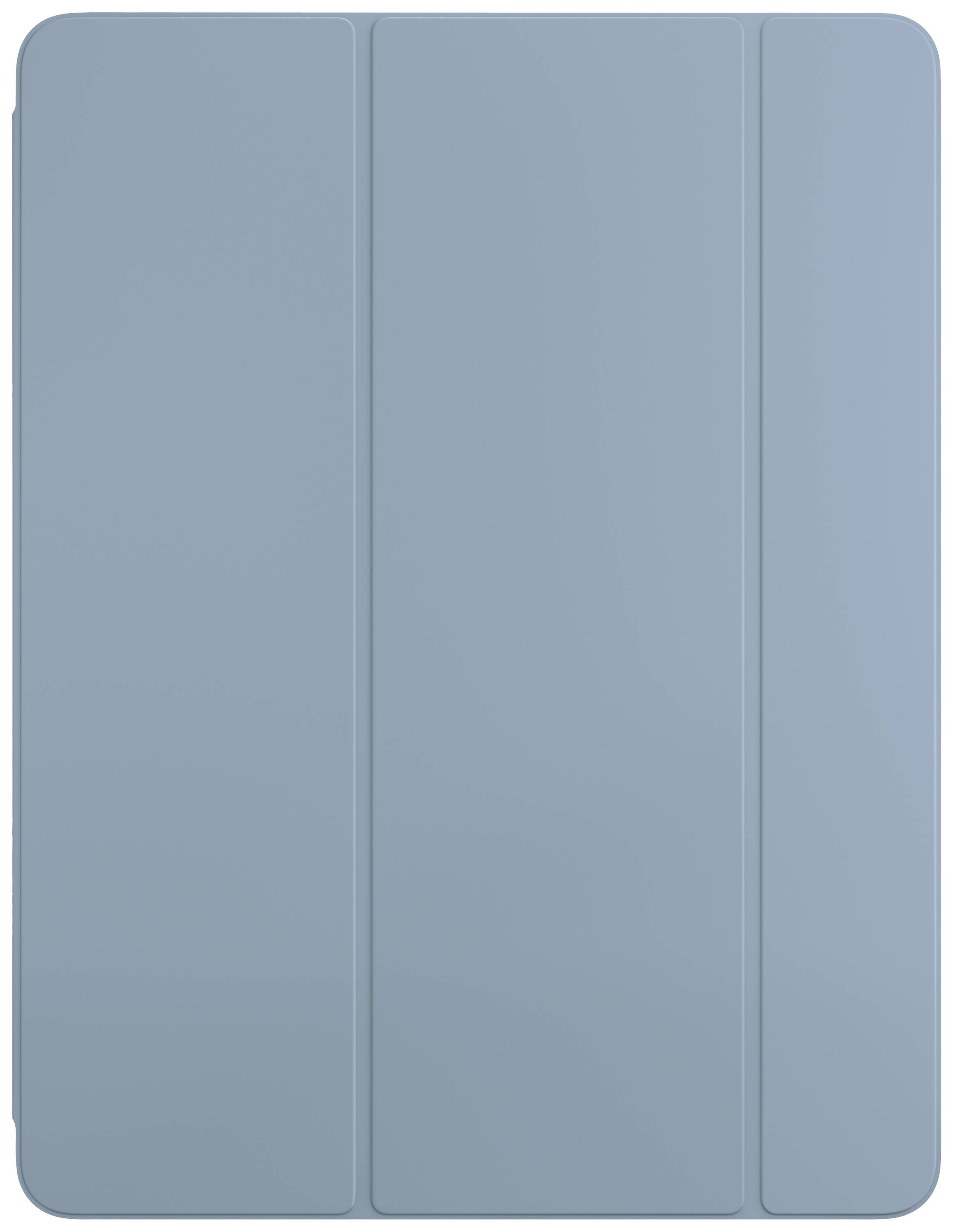 Blaue, geschlossene Schutzhülle für ein Tablet, mit dreifach gefaltetem Design.