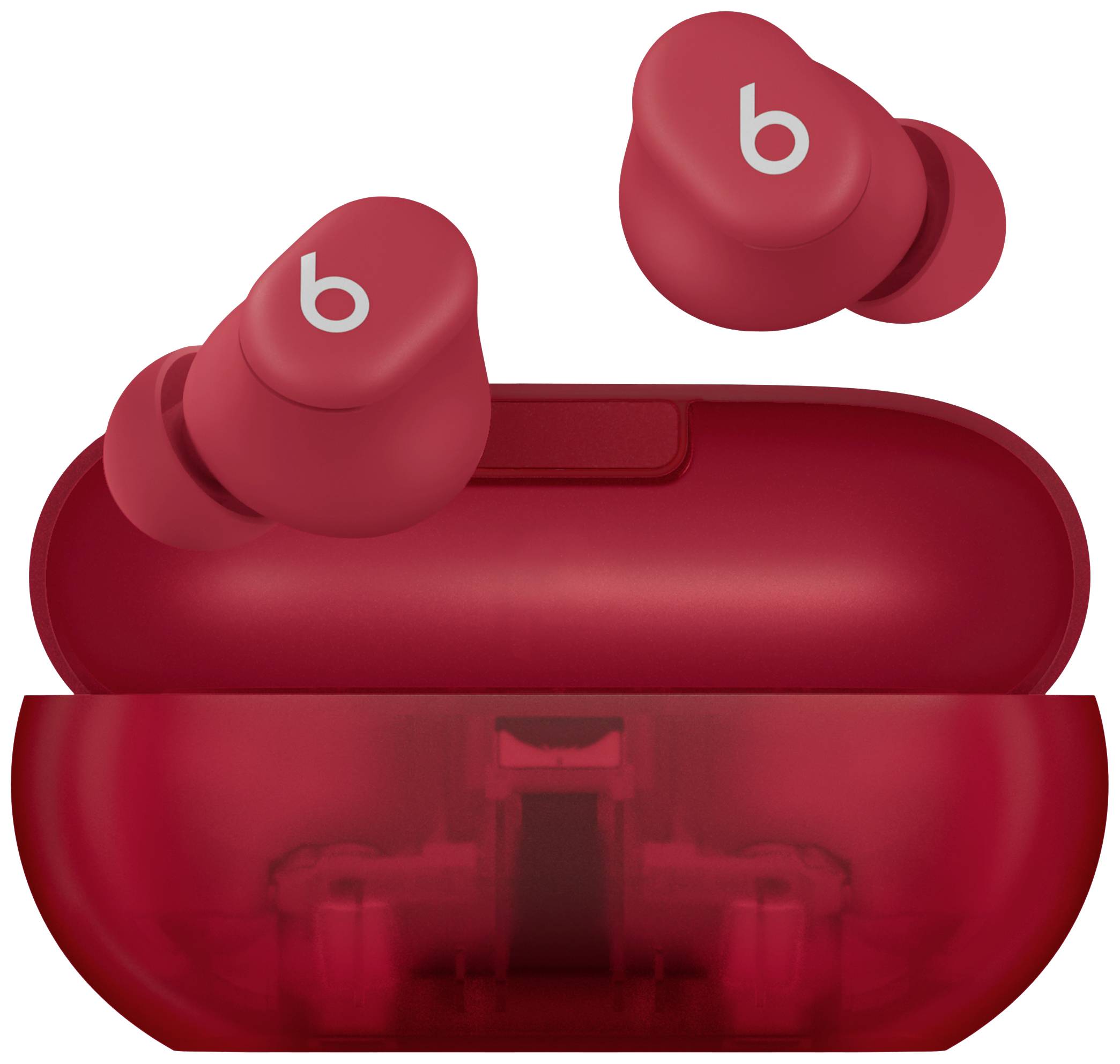 Beats Solo Buds In Ear Headset Bluetooth® Stereo Transparent Red Headset, Ladecase, Lautstärkeregelung