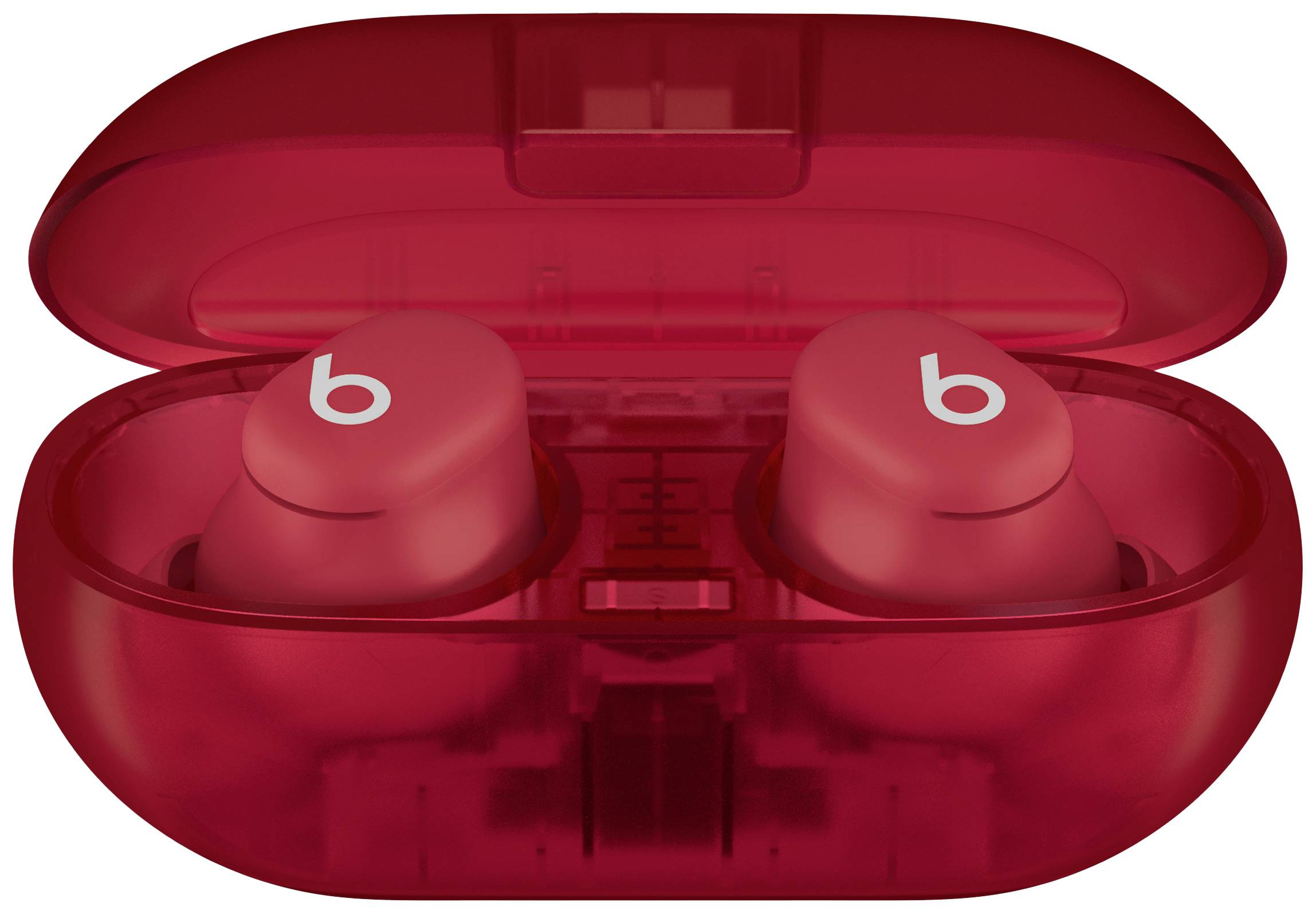 Beats Solo Buds In Ear Headset Bluetooth® Stereo Transparent Red Headset, Ladecase, Lautstärkeregelung
