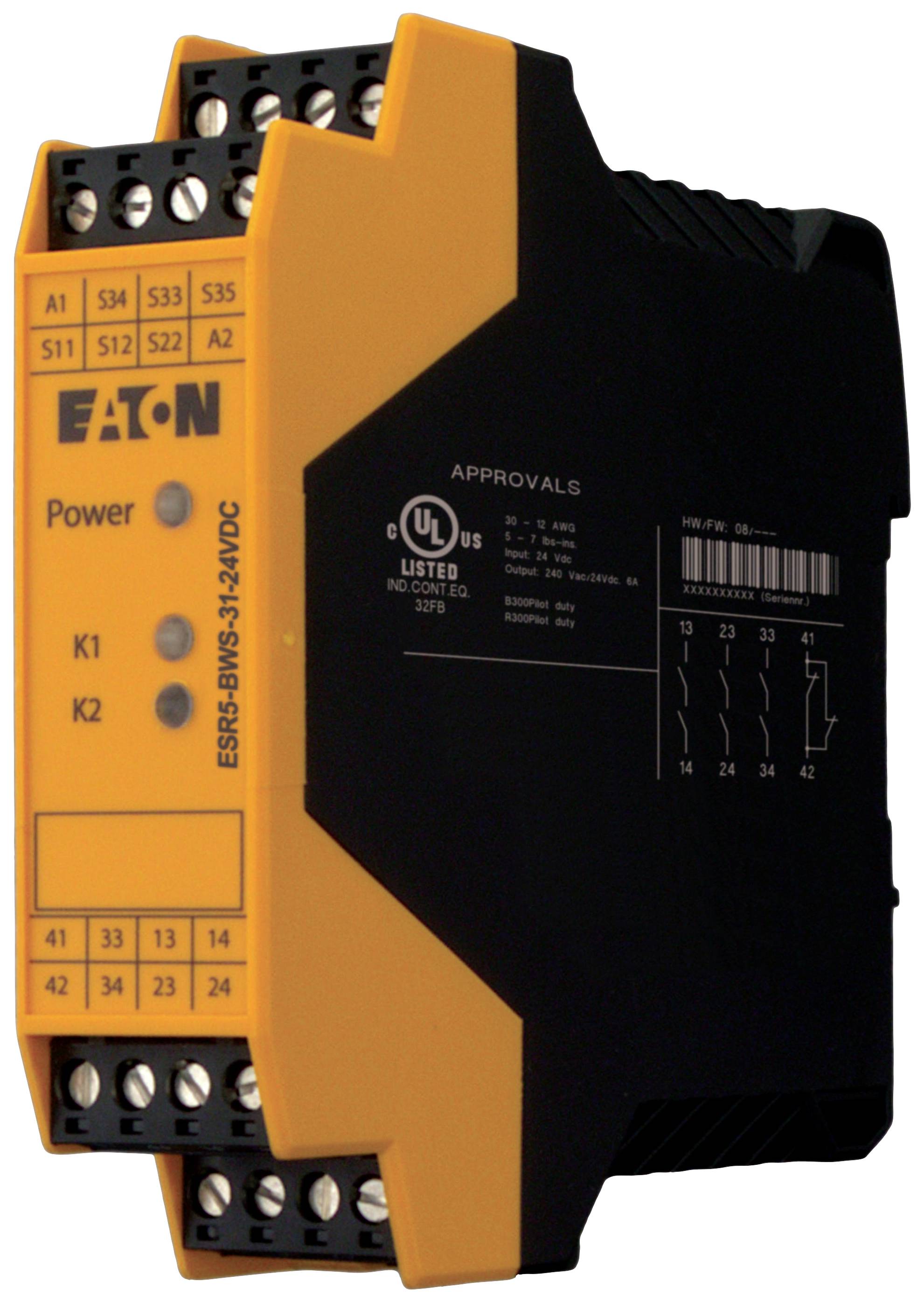 Eaton Sicherheitsrelais ESR5-BWS-31-24VDC Betriebsspannung: 24 V/DC (B x H x T) 22.5 x 99 x 114.5mm 1St.