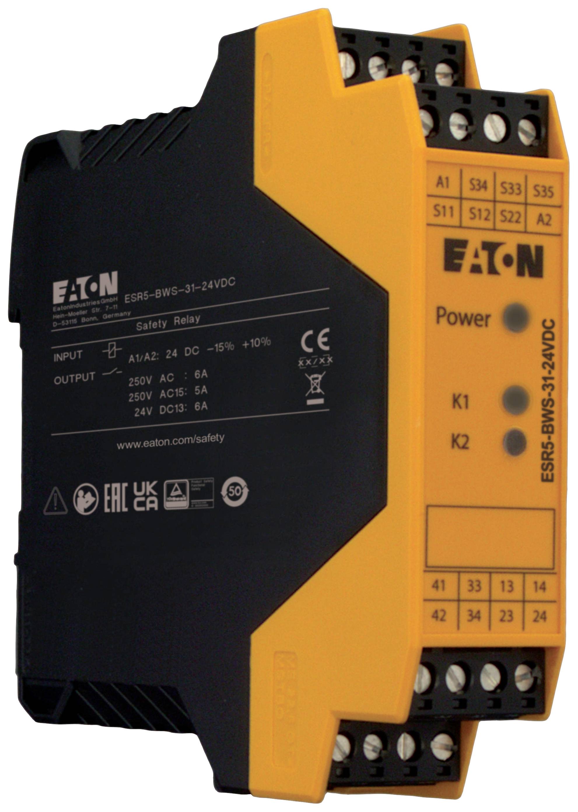 Eaton Sicherheitsrelais ESR5-BWS-31-24VDC Betriebsspannung: 24 V/DC (B x H x T) 22.5 x 99 x 114.5mm 1St.