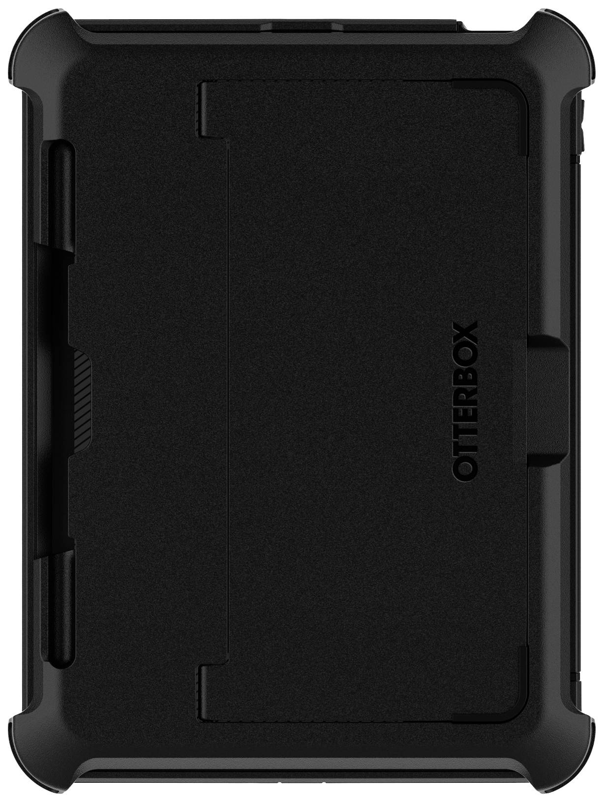 Schwarzes, robustes Tablet-Case mit dem Logo 'OTTERBOX' auf der Rückseite, geeignet für den Schutz eines elektronischen Geräts.