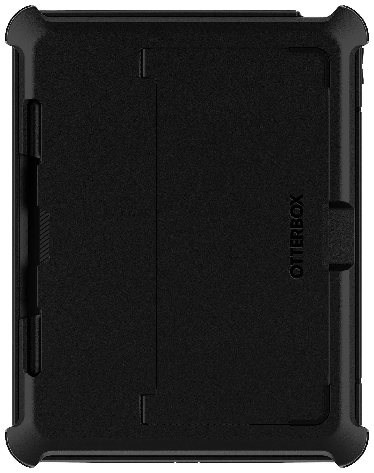 Eine schwarze OtterBox-Schutzhülle für ein elektronisches Gerät, Ansicht von hinten. Das Design ist robust und funktional.
