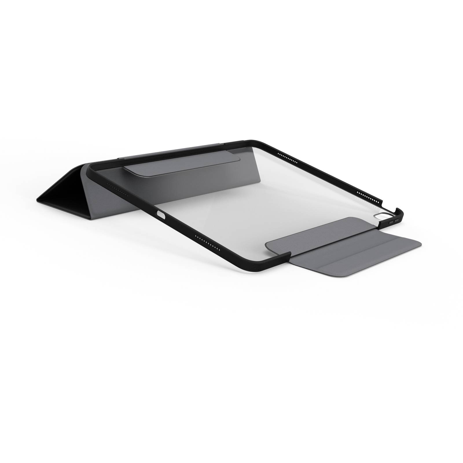 Ergonomisch gestalteter Laptopständer in schwarzer Farbe, ideal zur Verbesserung der Bildschirmhöhe und zur Entlastung der Nackenmuskulatur.