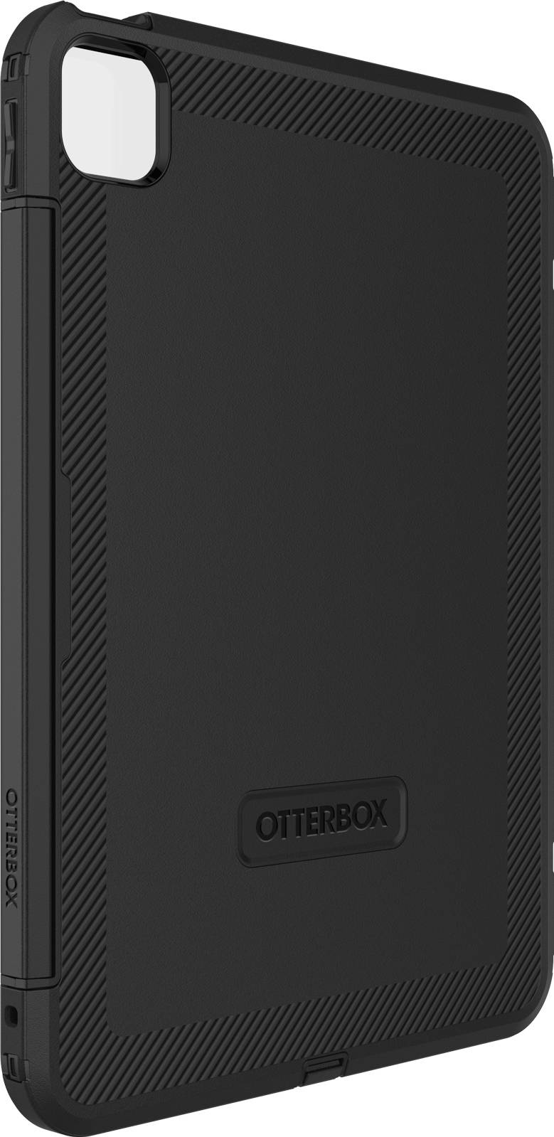 Schwarzes OtterBox-Schutzhülle für Tablets mit strukturiertem Design und robustem Rahmen.