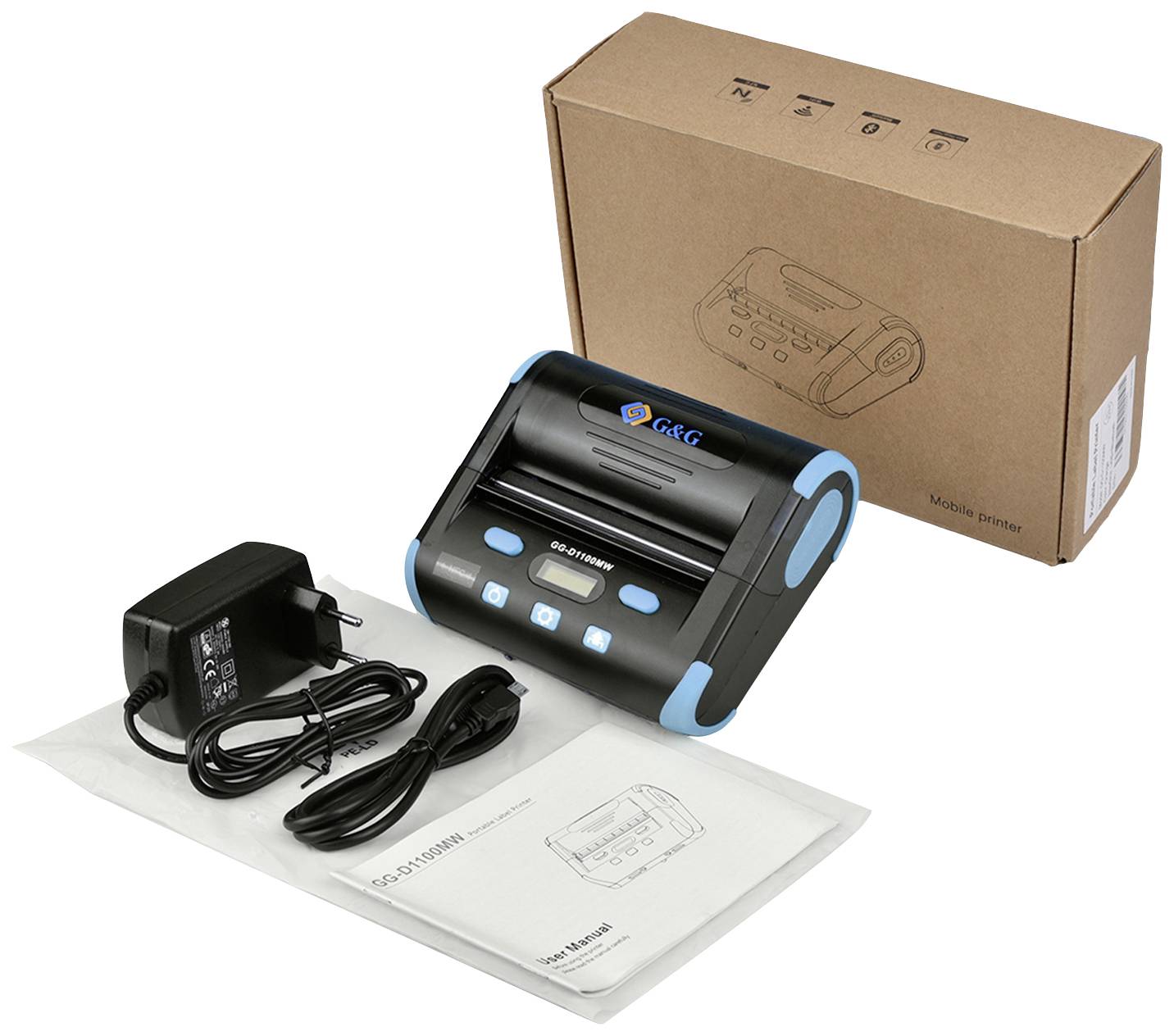 G&G GG-D1100MW Etikettendrucker Thermodirekt 203 x 203 dpi Etikettenbreite (max.): 104mm Bluetooth®