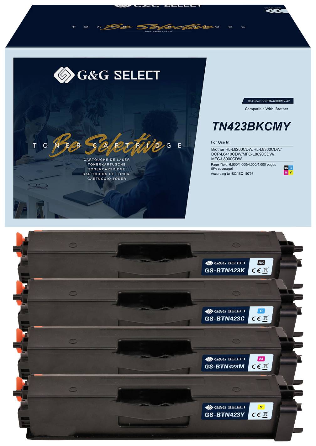 G&G Toner ersetzt Brother TN-423 Kompatibel Kombi-Pack Schwarz, Cyan, Magenta, Gelb TN-423BK/TN-423