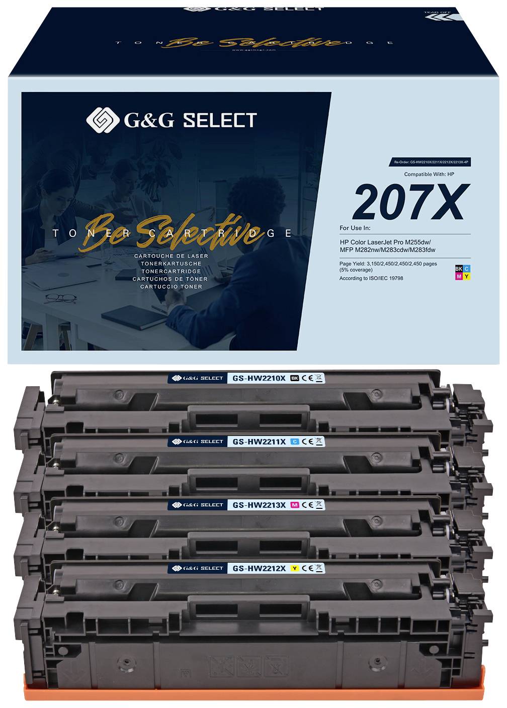 G&G Toner ersetzt HP 207X Kompatibel Kombi-Pack Schwarz, Cyan, Magenta, Gelb W2210X(207X)/W2211X(207X)/W2213X(207X)/W2212X(207X)