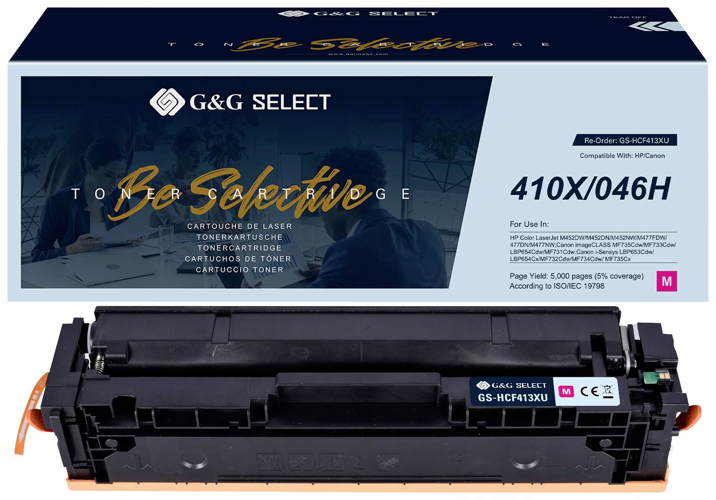 G&G Toner ersetzt HP, Canon 410X, 046H Kompatibel Magenta CF413X/Cartridge 046H Magenta GS-HCF413X(U)