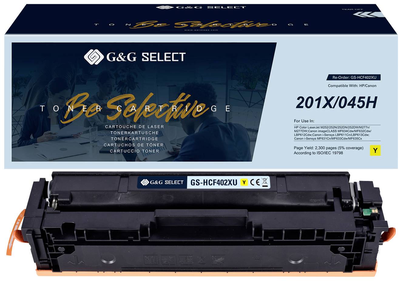 G&G Toner ersetzt HP, Canon 201X, 045H Kompatibel Gelb CF402X/Cartridge 045H Yellow GS-HCF402X(U)