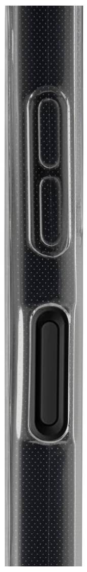 Die Seitenansicht eines Smartphones zeigt zwei Knöpfe übereinander an der rechten Kante.