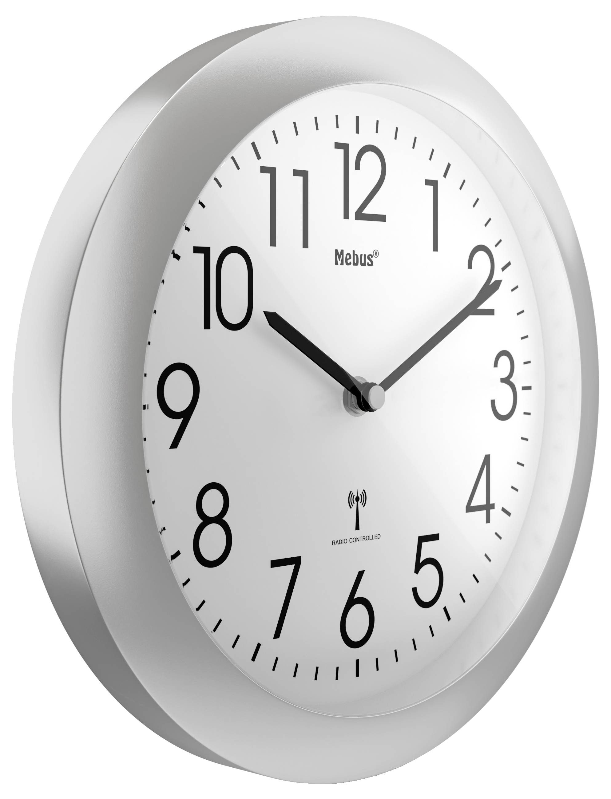 Mebus 52451 Funk Wanduhr 25cm x 4cm Silber