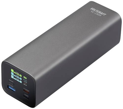 VOLTCRAFT VC-C909 Powerbank 27000 mAh USB PD 3.1 Li-Ion Schwarz-Silber Statusanzeige