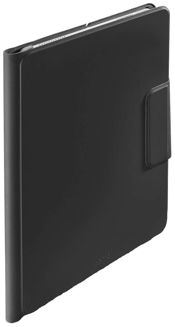 Schwarzer Tablet- oder eReader-Etui mit schlichtem Design und schützendem Verschluss. Geeignet zur sicheren Aufbewahrung unterwegs.