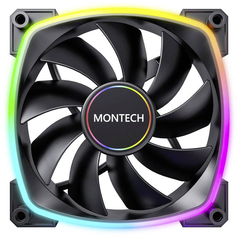 MONTECH AX140 PWM ARGB Lüfter - 140mm, schwarz PC-Gehäuse-Lüfter (B x H x T) 140 x 140 x 25mm