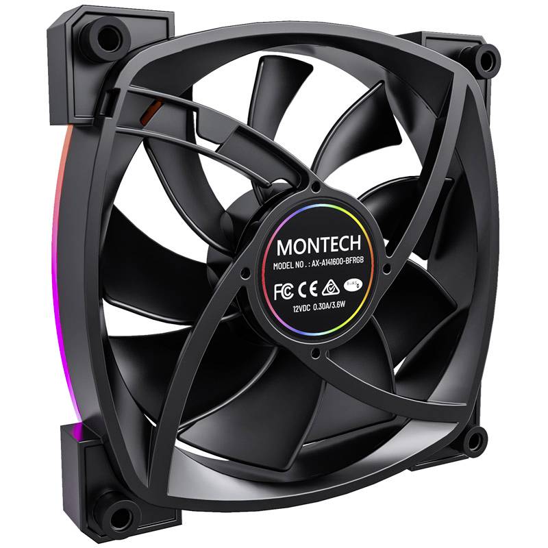 MONTECH AX140 PWM ARGB Lüfter - 140mm, schwarz PC-Gehäuse-Lüfter (B x H x T) 140 x 140 x 25mm