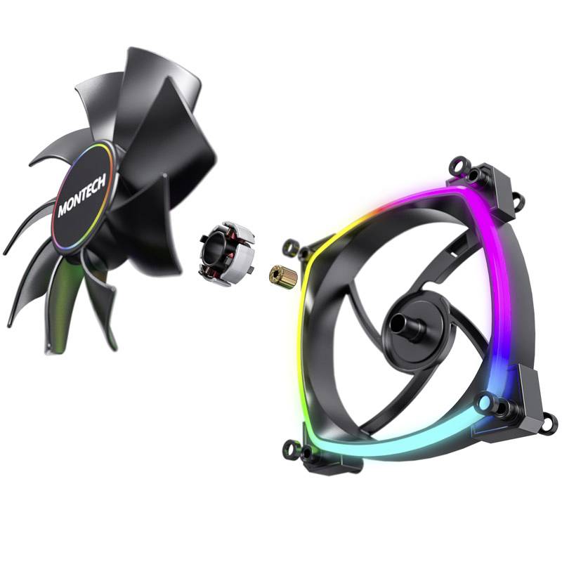 MONTECH AX140 PWM ARGB Lüfter - 140mm, schwarz PC-Gehäuse-Lüfter (B x H x T) 140 x 140 x 25mm