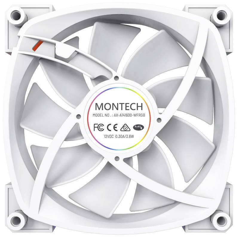 MONTECH AX140 PWM ARGB Lüfter - 140mm, weiß PC-Gehäuse-Lüfter Weiß (B x H x T) 140 x 140 x 25mm