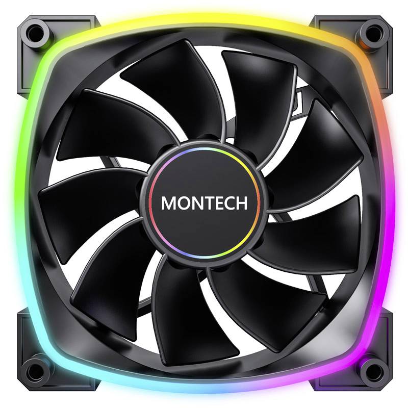 MONTECH Montech RX140 PWM ARGB Reverse Lüfter - 140mm, schwarz PC-Gehäuse-Lüfter