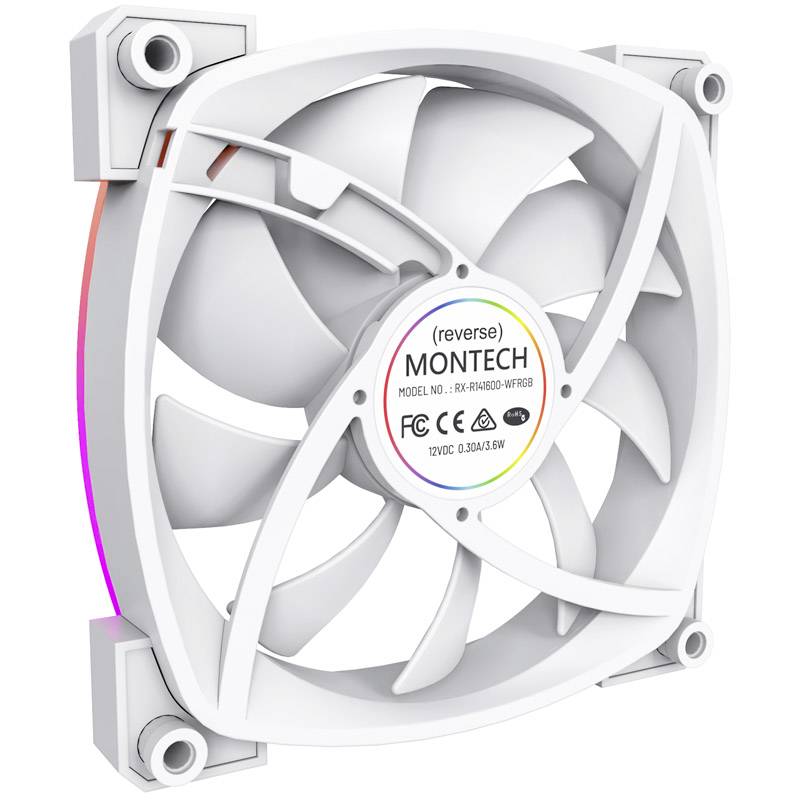 MONTECH RX140 PWM ARGB Reverse Lüfter- 140mm, weiß PC-Gehäuse-Lüfter (B x H x T) 140 x 140 x 25mm