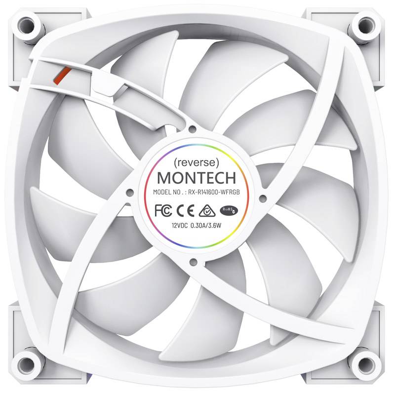 MONTECH RX140 PWM ARGB Reverse Lüfter- 140mm, weiß PC-Gehäuse-Lüfter (B x H x T) 140 x 140 x 25mm