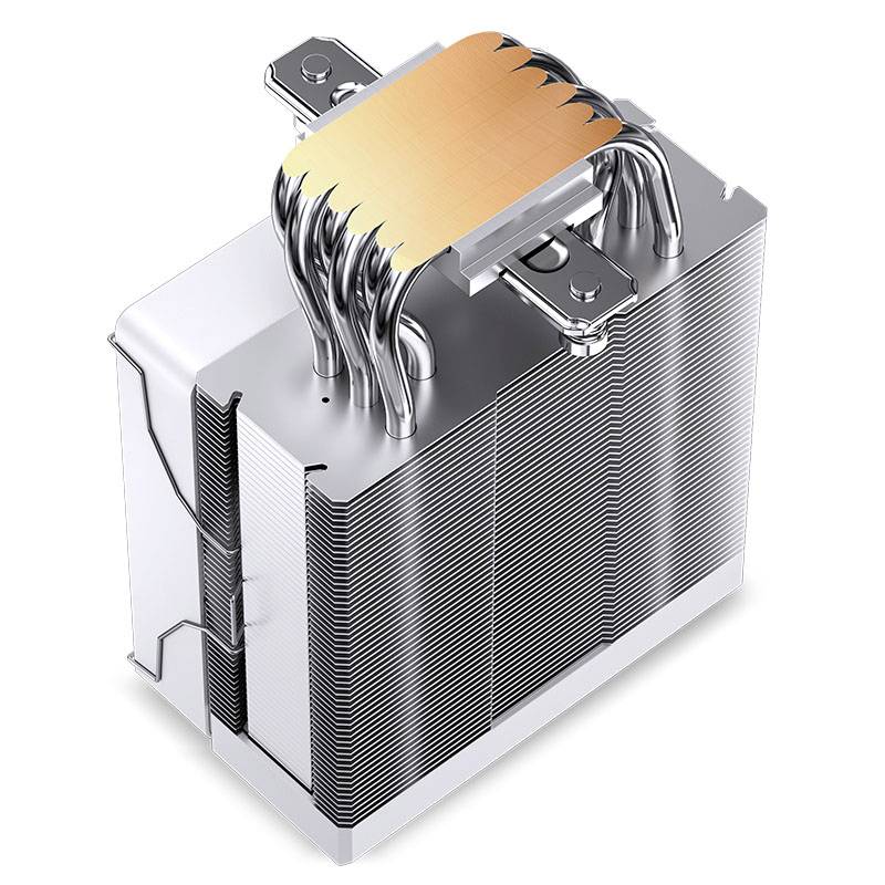 Ein großer, silberner CPU-Kühler mit Kupfer-Heatpipes und zahlreichen Lamellen zur Wärmeableitung.