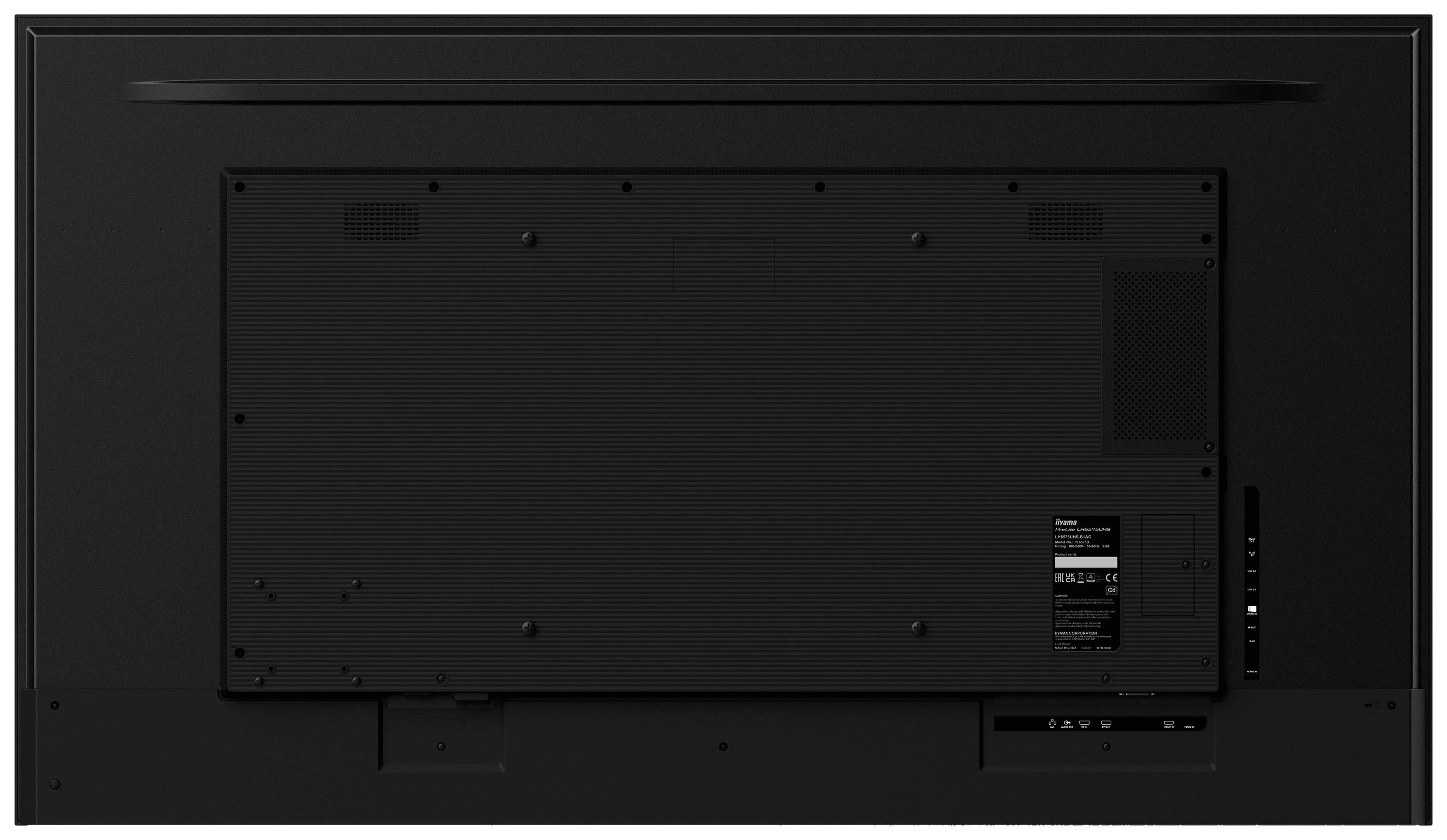 Iiyama ProLite LH6565UHSB-B1 Digital Signage Display EEK: E (A - G) 163.8 cm (64.5 Zoll) 3840 x 2160 Pixel 24/7 Anti-Einbrenn-Funktion, Media