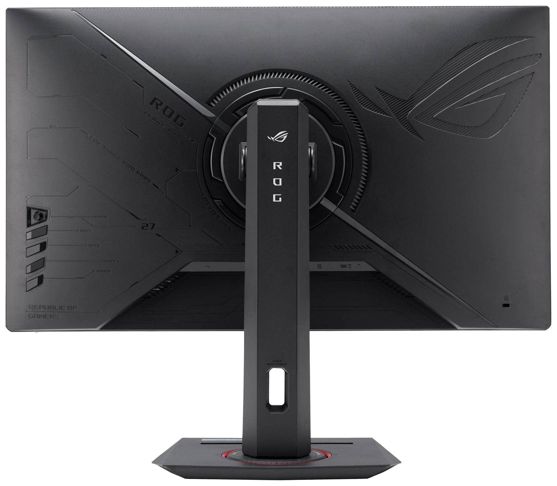 Ein Monitor mit dem Logo einer Marke auf der Rückseite. Der Bildschirm steht auf einem stabilen Standfuß.