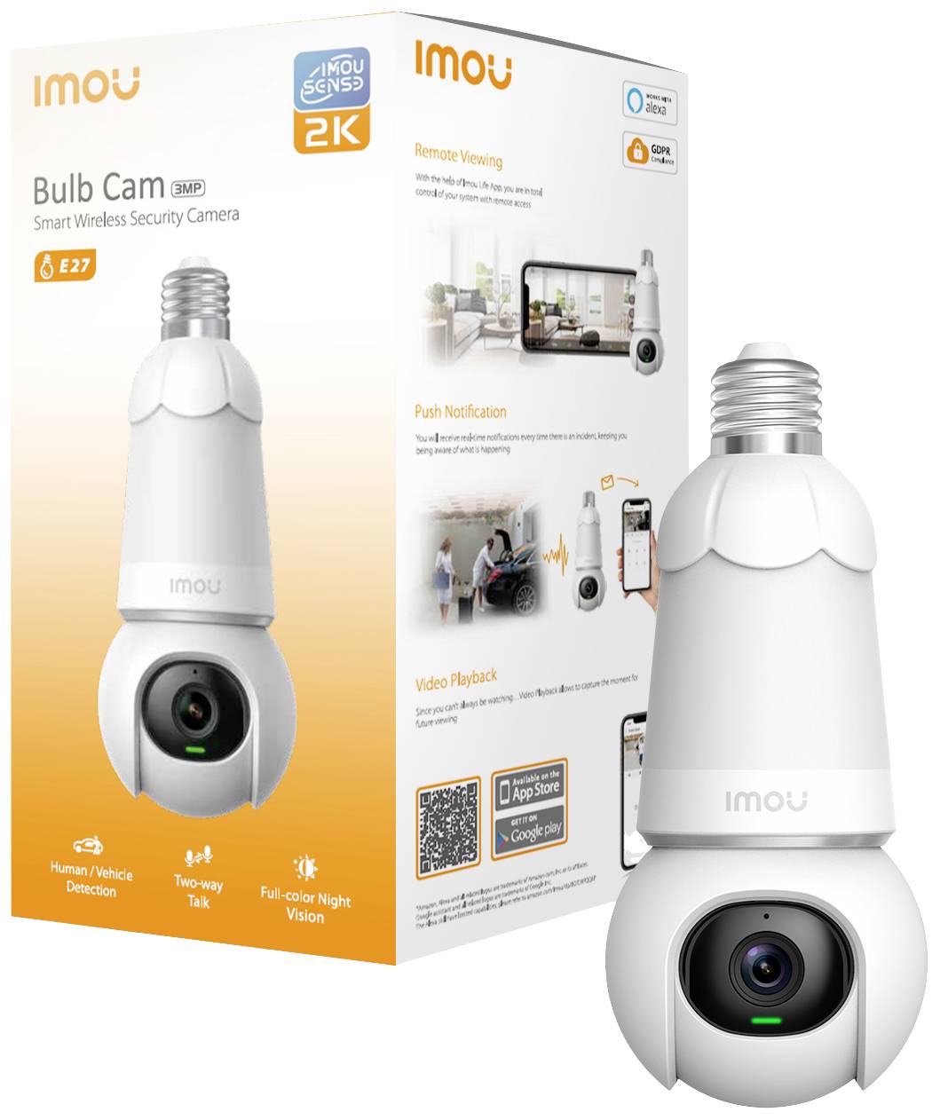 IMOU Bulb Cam 2K IPC-S6DP-3M0WEB-E27-imou WLAN IP Überwachungskamera 2304 x 1296 Pixel