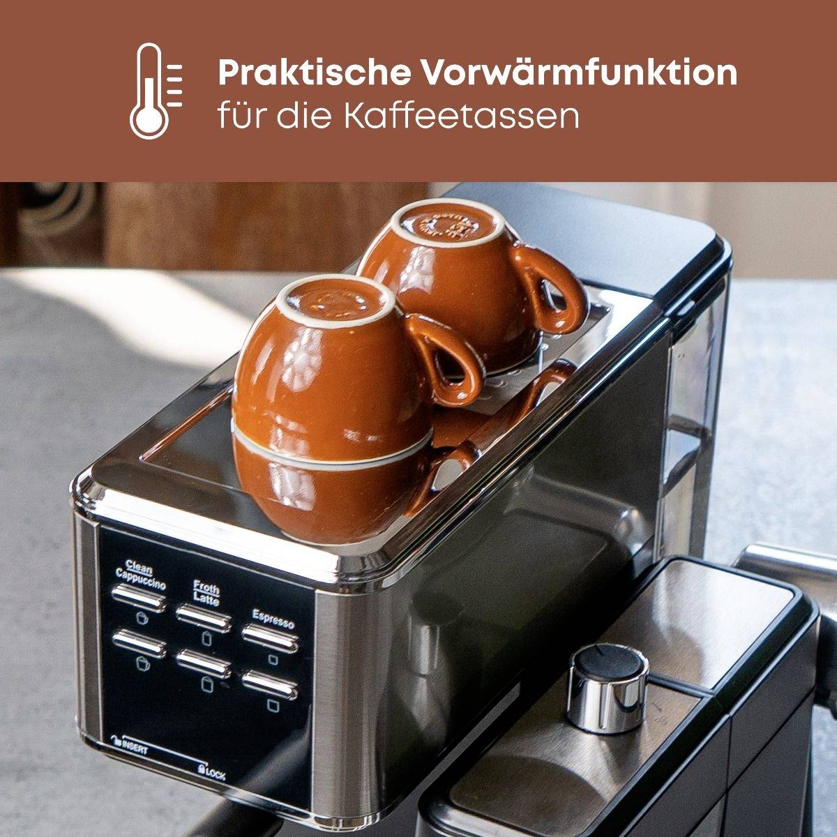 Profi Cook PC-ES-KA 1266 Espressomaschine Edelstahl mit automatischem Milchaufschäumer