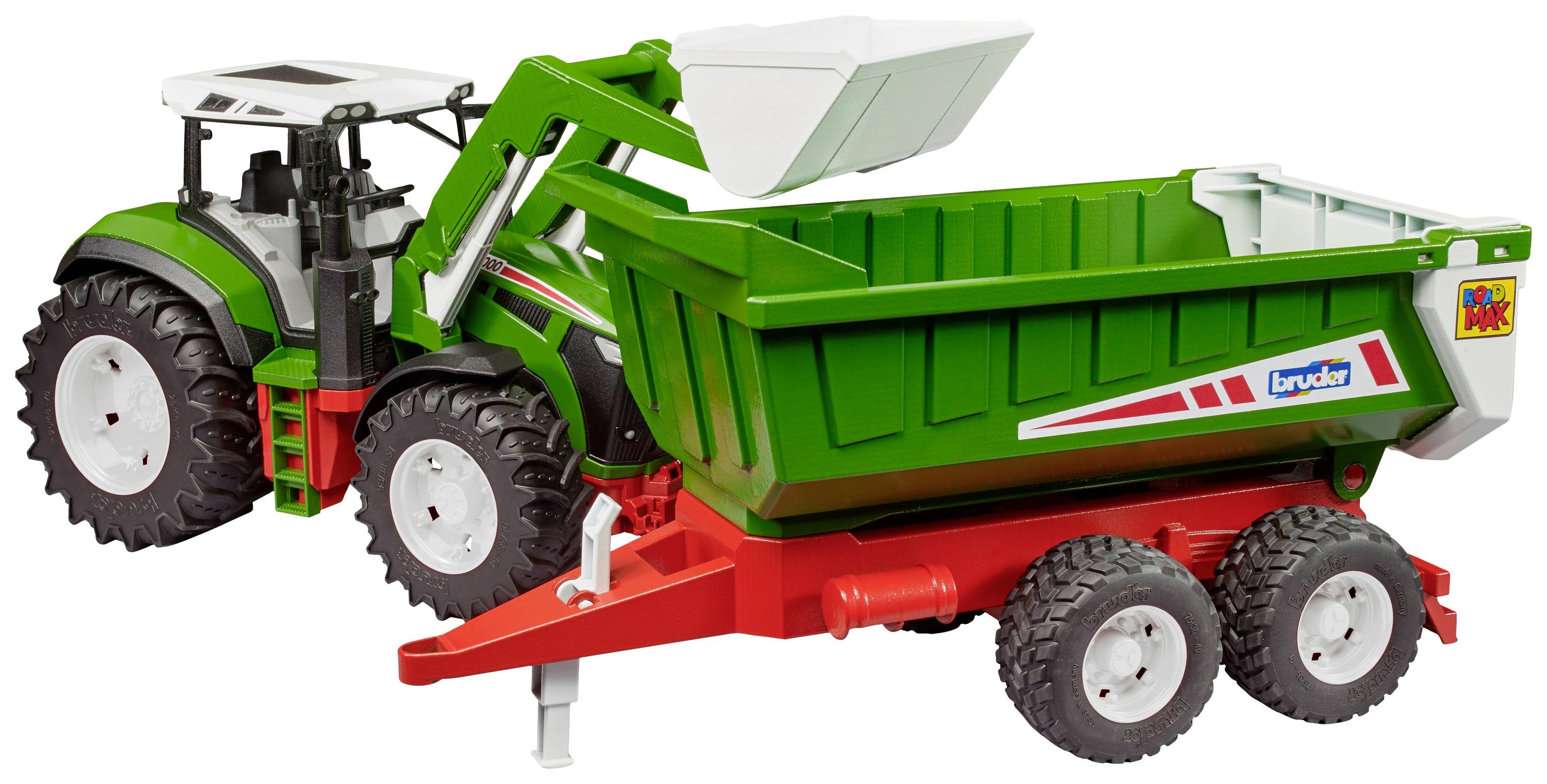 Bruder ROADMAX Traktor mit Frontlader und Kippanhänger Fertigmodell Landwirtschafts Modell