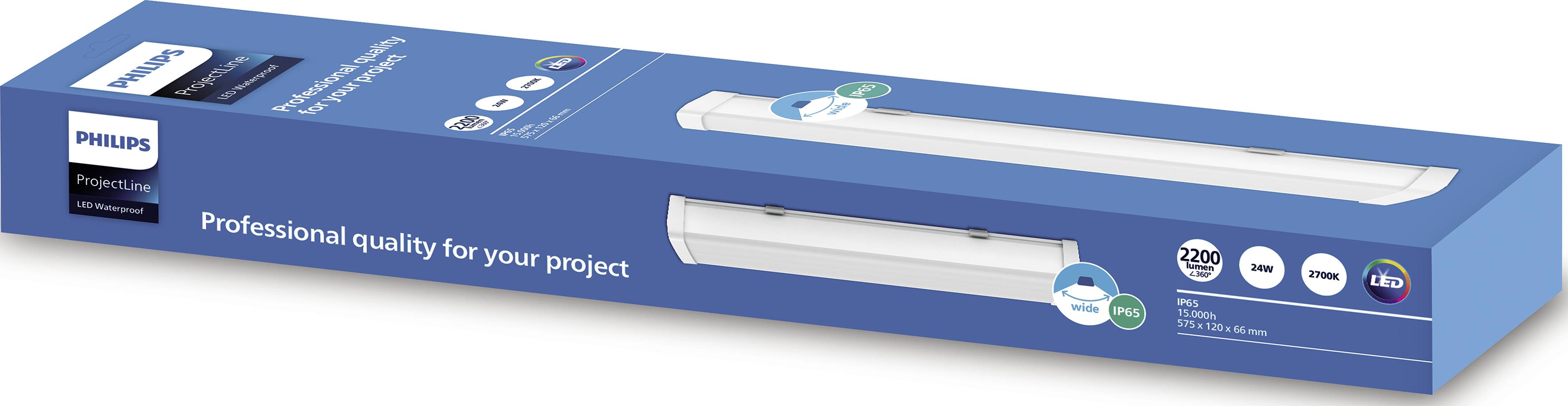 Philips LED Projectline WP W12L58 2200lm 2700K LED-Feuchtraumleuchte LED LED fest eingebaut 24W Warmweiß Weiß
