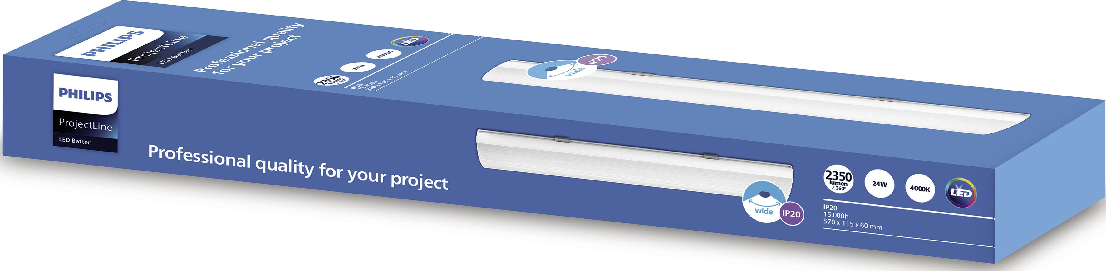 Philips LED Projectline Batten W12L57 2350lm 4000K 8718696169421 LED-Feuchtraumleuchte 24W Naturweiß Weiß