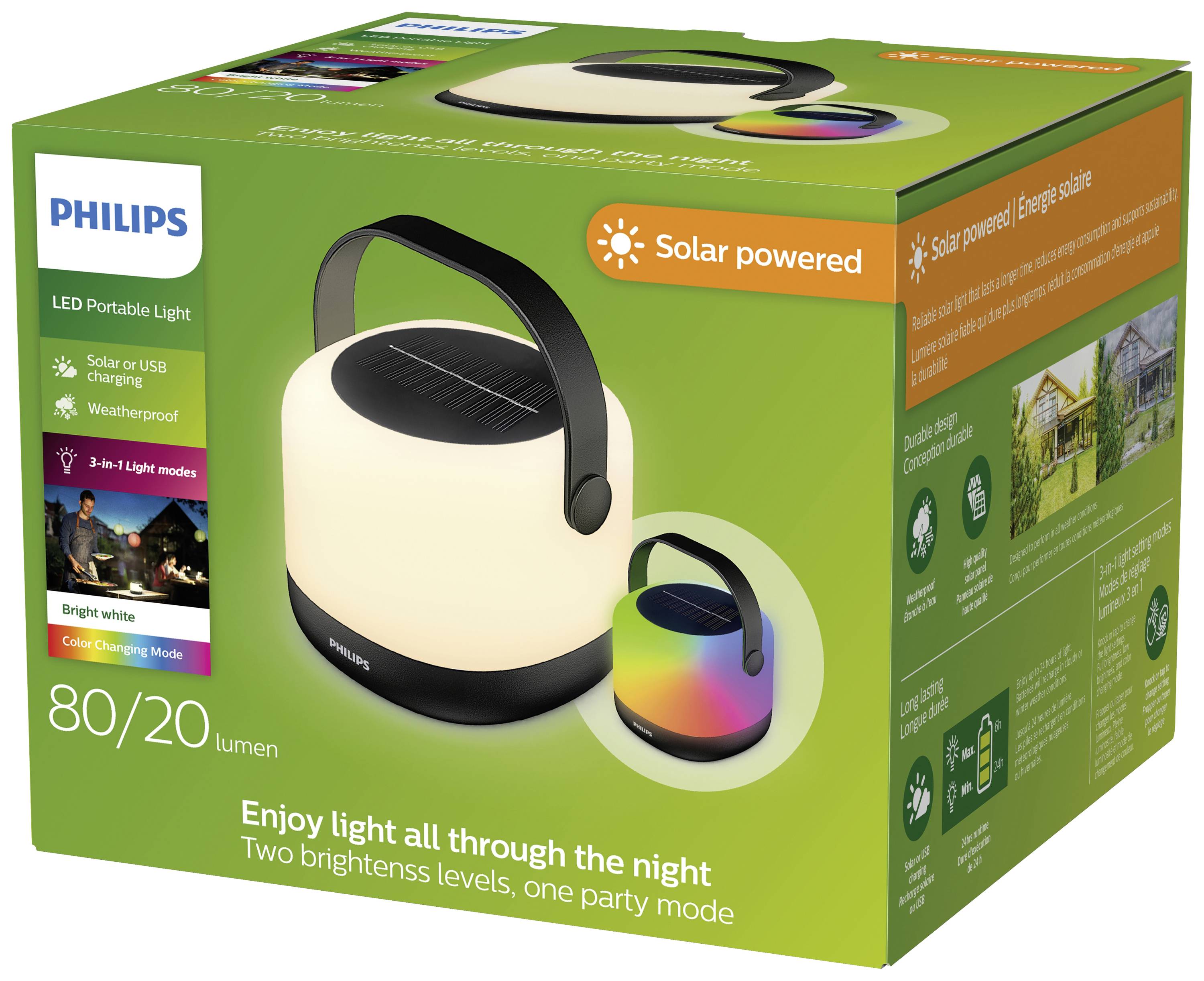 Philips LED 8720169296503 Alula SR PT 1.2W RGB30K BL Solar-Tischlampe 1.2W Warmweiß, RGB Weiß, Schwarz