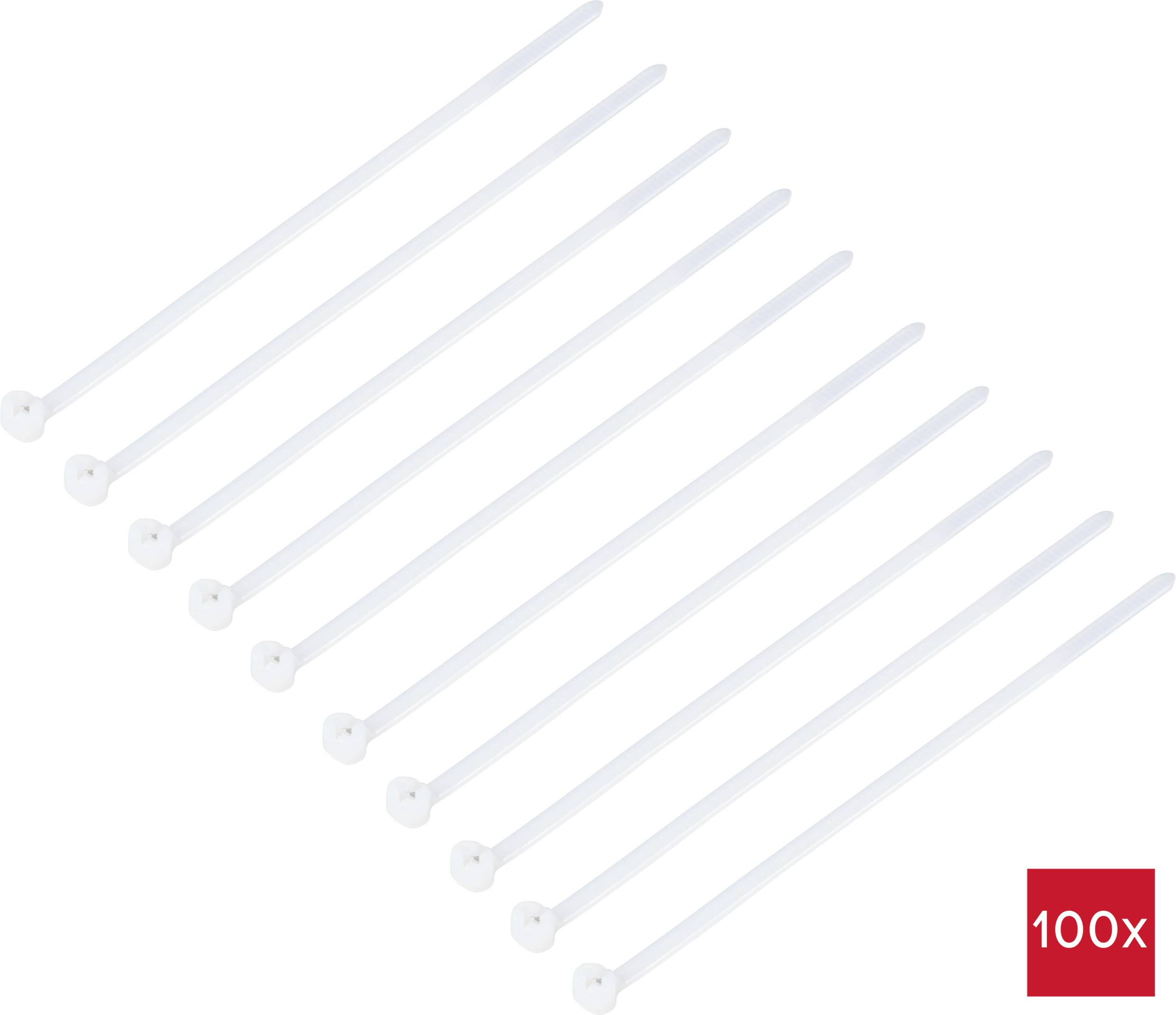 TRU COMPONENTS TC-12814144 Kabelbinder 100mm 3mm Natur mit Metallzunge, chemische Beständigkeit 100St.