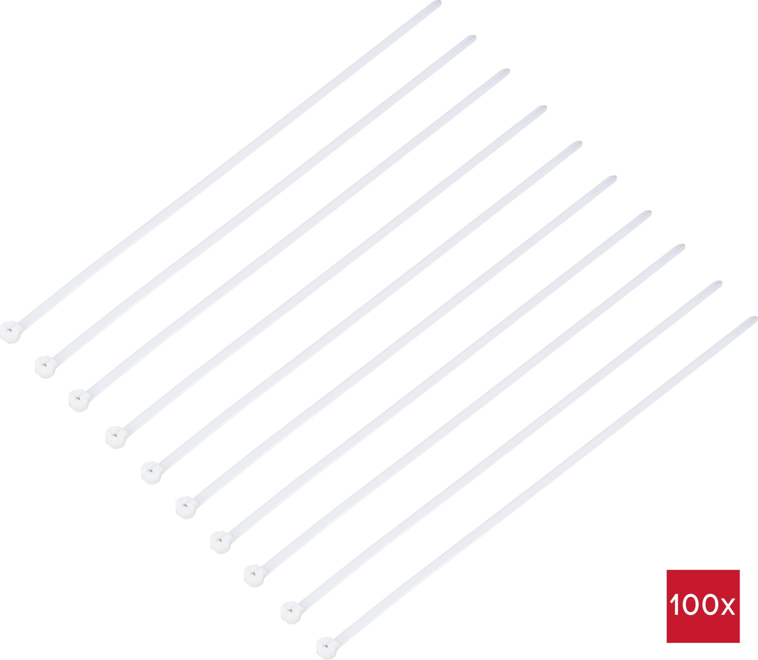 TRU COMPONENTS TC-12814156 Kabelbinder 300mm 4.8mm Natur mit Metallzunge, chemische Beständigkeit 100St.