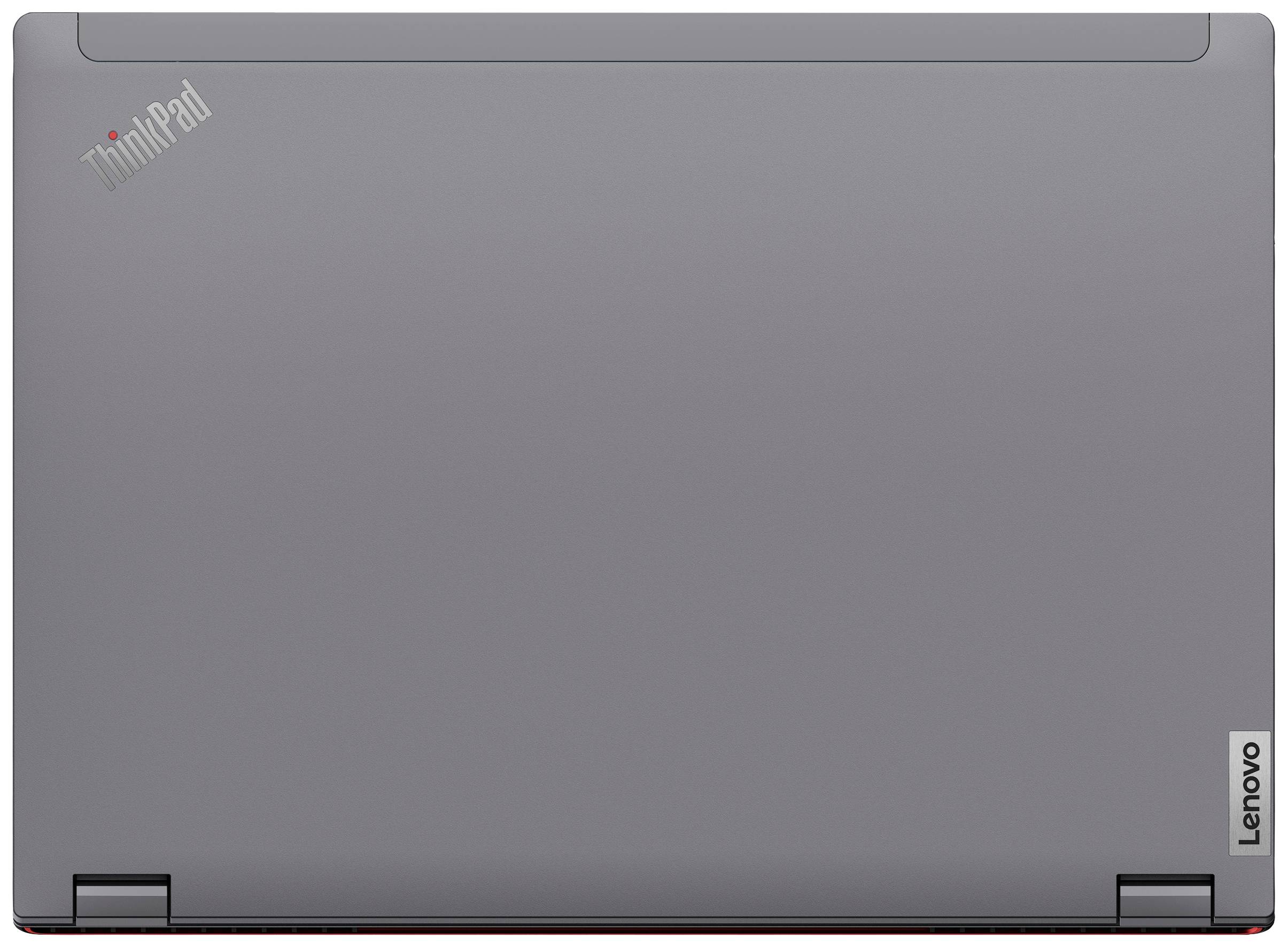 Der Laptop zeigt eine geschlossene silberne ThinkPad-Oberfläche mit Lenovo-Logo.