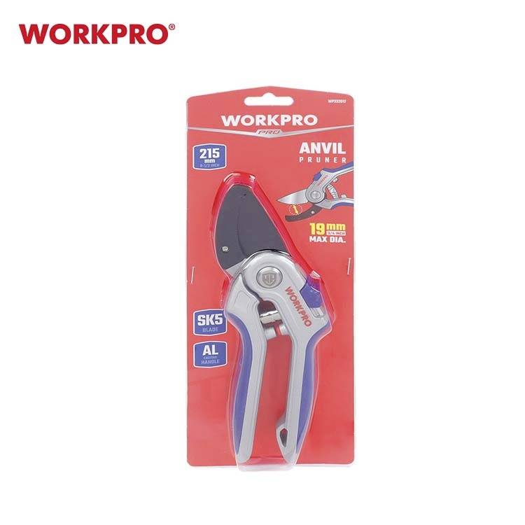 WorkPro WP332012 Amboss-Schere mit Schnitthöhenverstellung, inkl. Gras- und Strauchscherenvorsatz