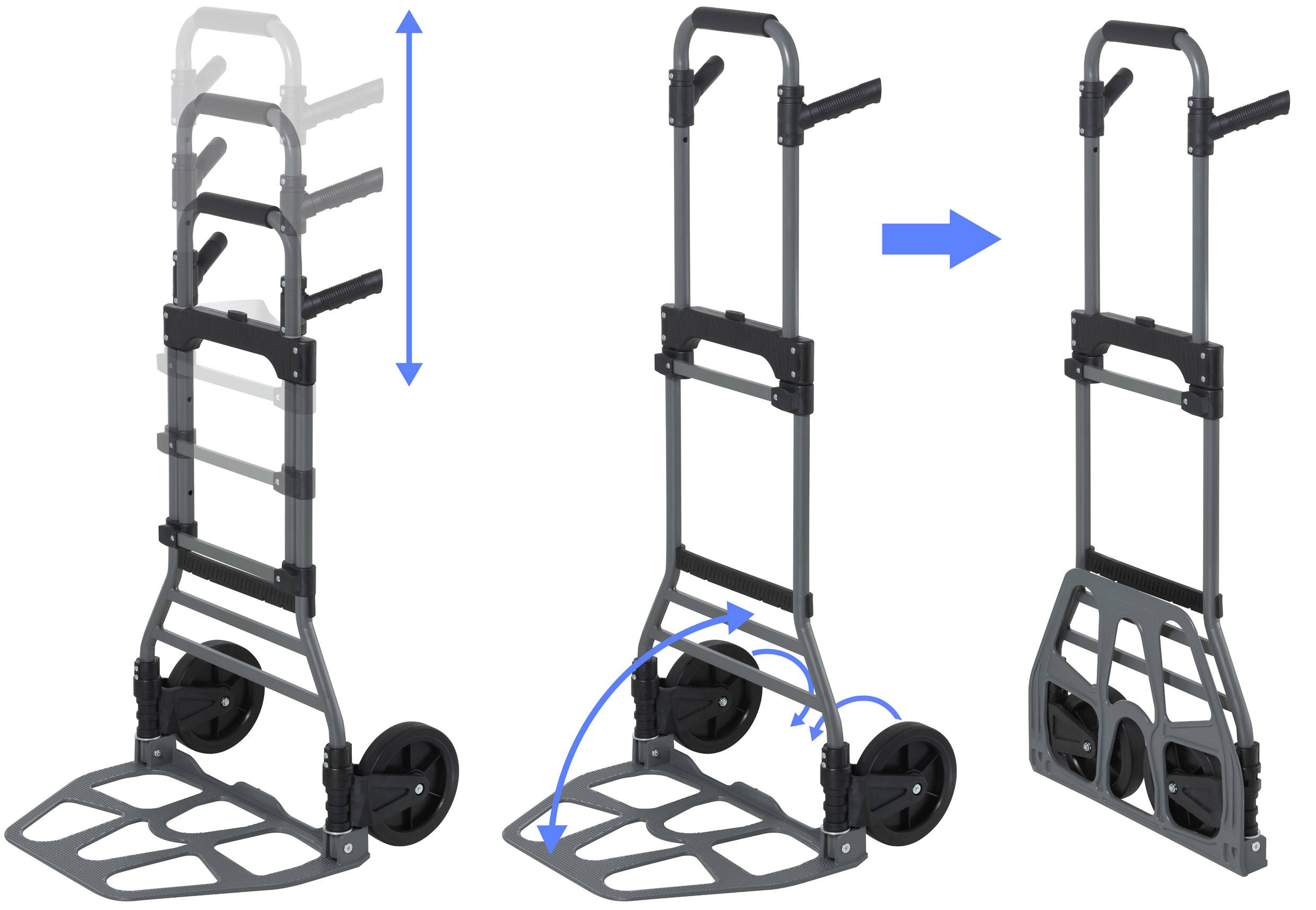 TOOLCRAFT TO-9611526 Sackkarre klappbar, höhenverstellbar Aluminium, Stahl, Traglast (max.): 130kg