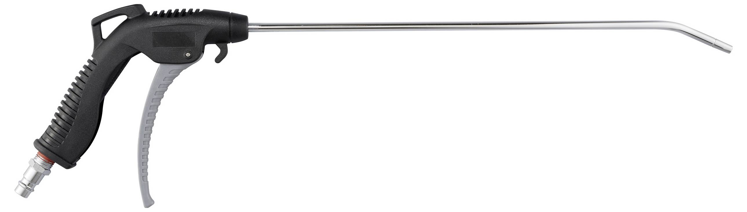 Lange Druckluftpistole mit ergonomischem Griff und langer Düse, verwendet zum Reinigen schwer erreichbarer Stellen.