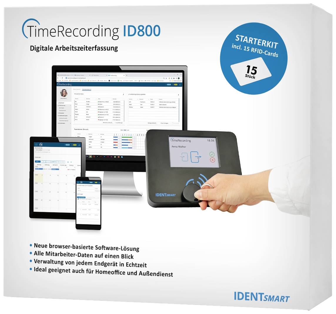 IDENTsmart ID800 Basic Starterkit + 15 Karten Zeiterfassung Starter-Kit