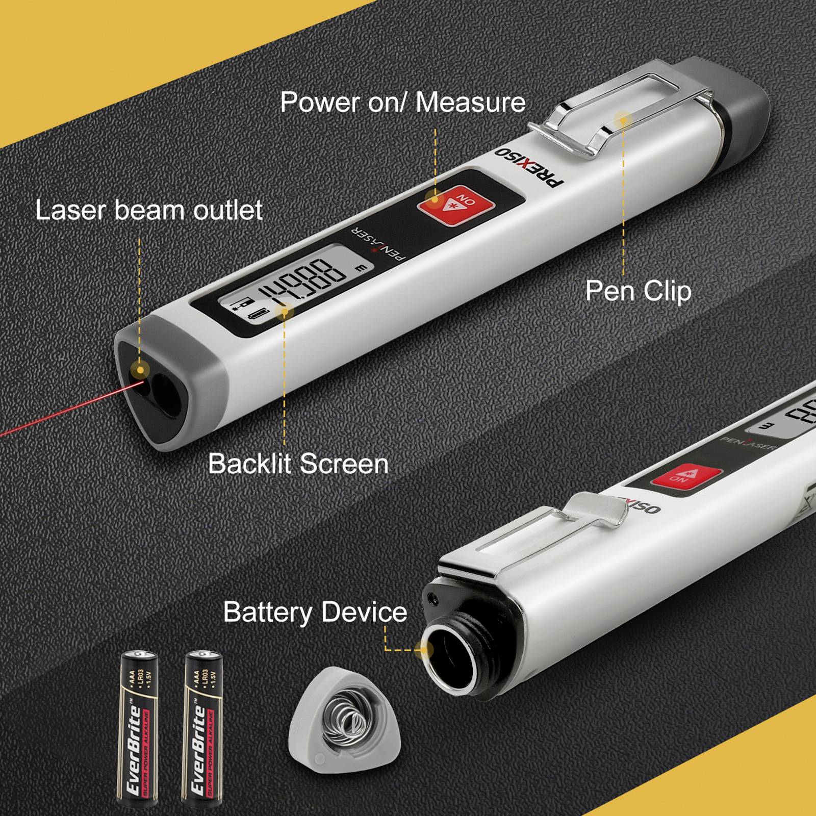 Prexiso Pen laser with clip Laser-Entfernungsmesser 15m