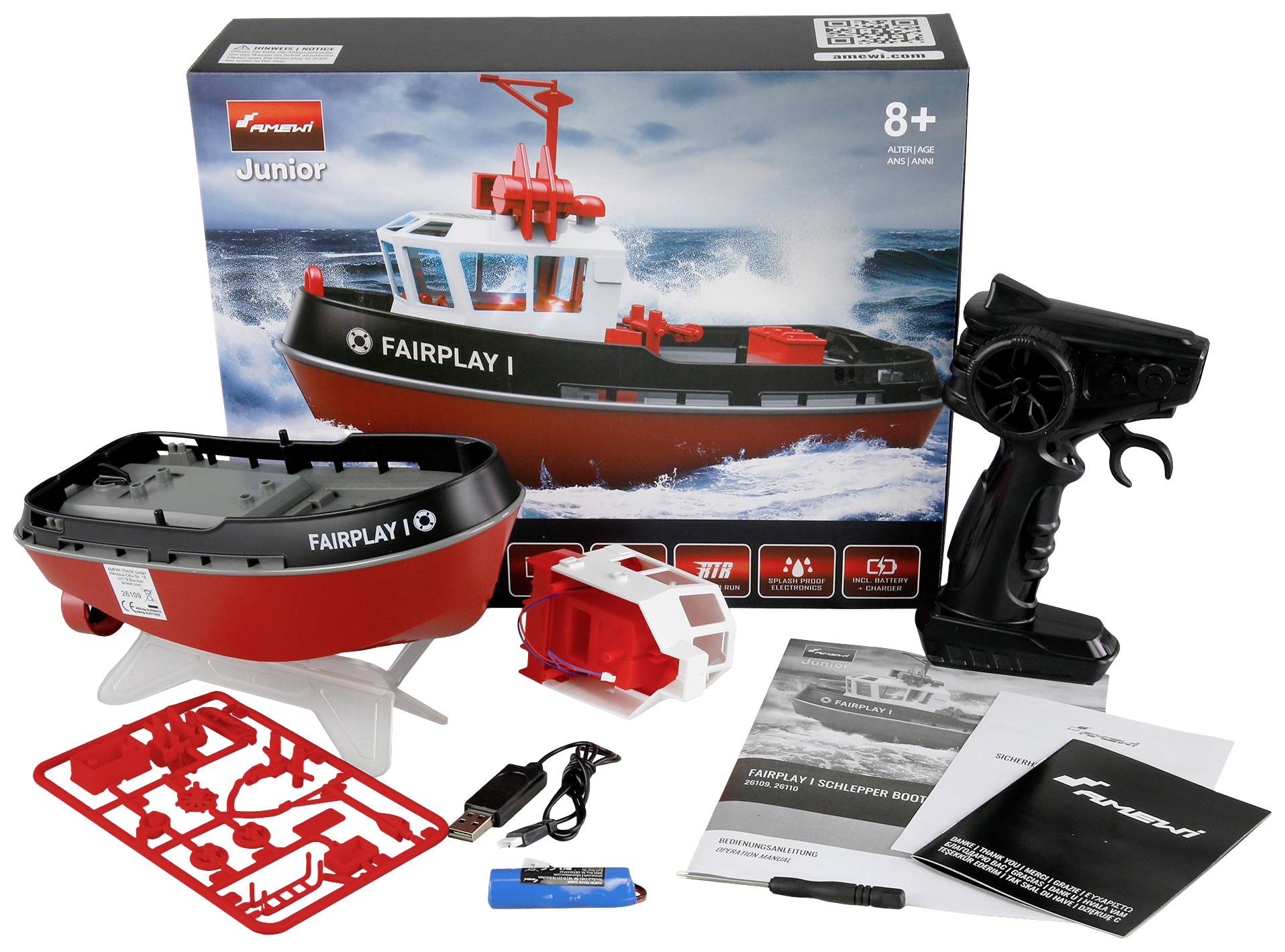 Amewi RC Einsteiger Motorboot RtR 225 mm