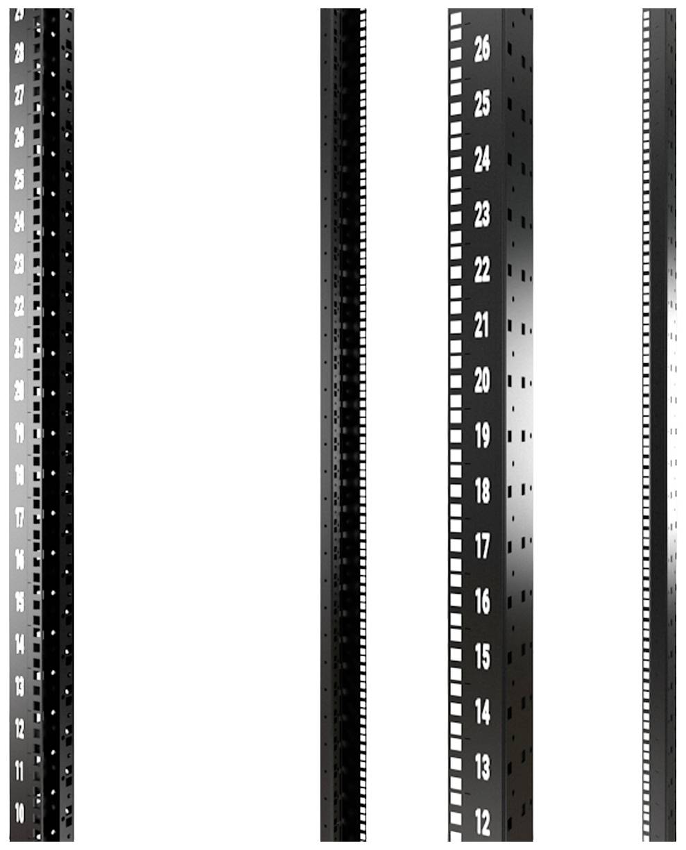 Ein Server-Rack mit numerischen Höheneinteilungen von 1 bis 28 an der Seite.