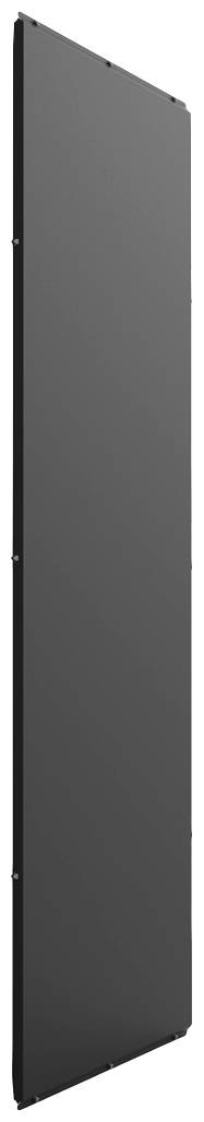 Schwarzes, rechteckiges Solarpanel, seitlich stehend, auf weißem Hintergrund. Minimalistisches Design, keine sichtbaren Marken.