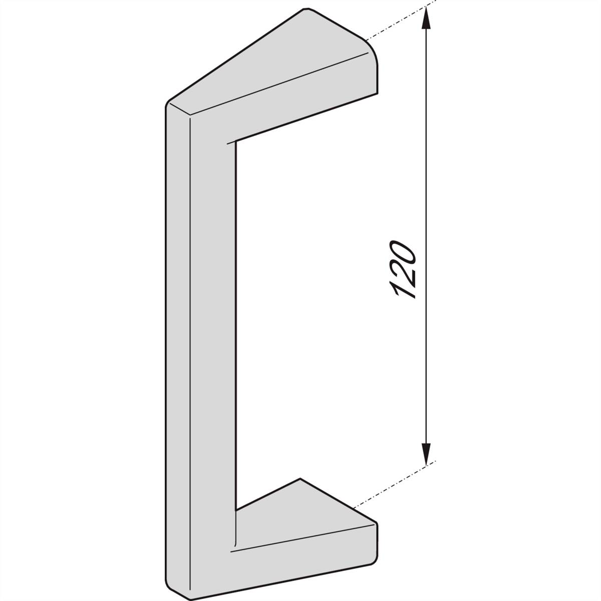 Isometrische Zeichnung eines C-Profils mit einer Höhe von 120 Einheiten.